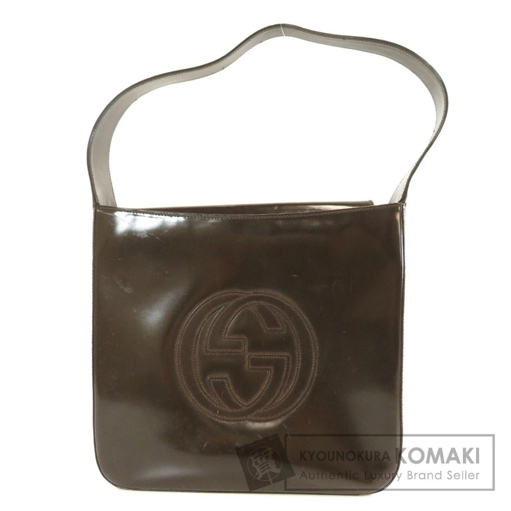 Gucci One Shoulder Hobo Interlocking GG Shoulder Bag Patent Vernis Leather